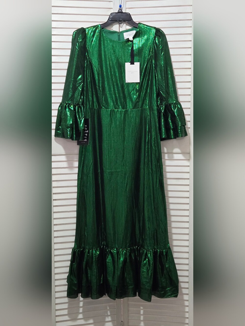 Tuckernuck Emerald Green Lillith Lilith Lurex Midi Dress NWT - Picture 4 of 7